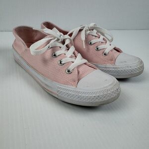 Converse Low Top Sneakers Women’s 7 Pink Canvas Lace Up Casual Shoes